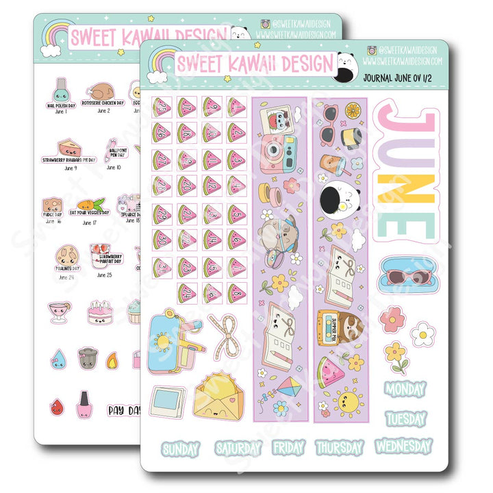 June 2026 Monthly Overview Stickers - Journal