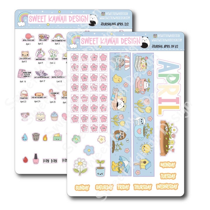 April 2026 Monthly Overview Stickers - Journal