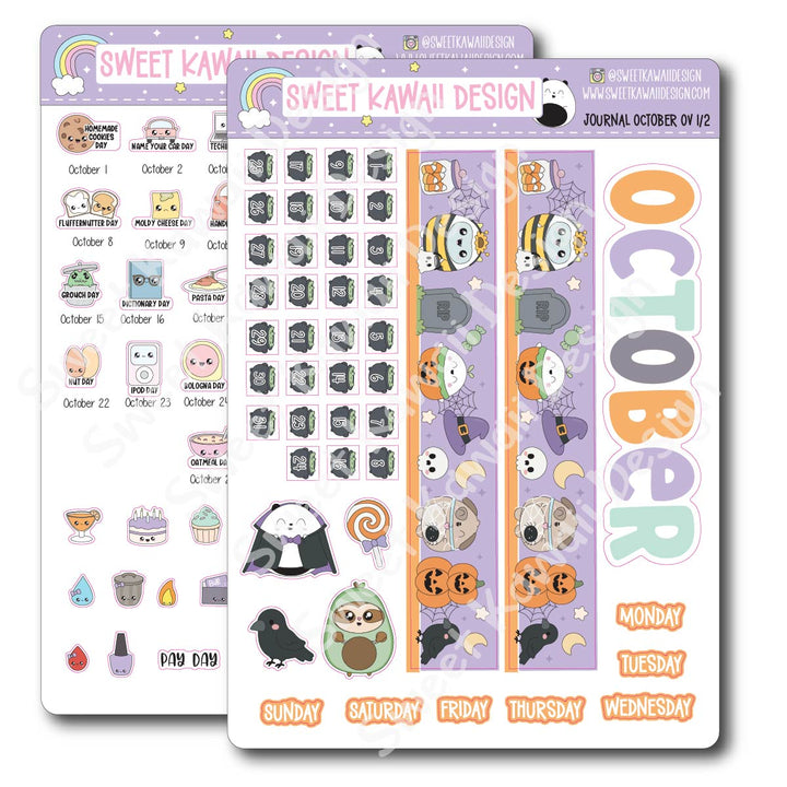 October 2026 Monthly Overview Stickers - Journal