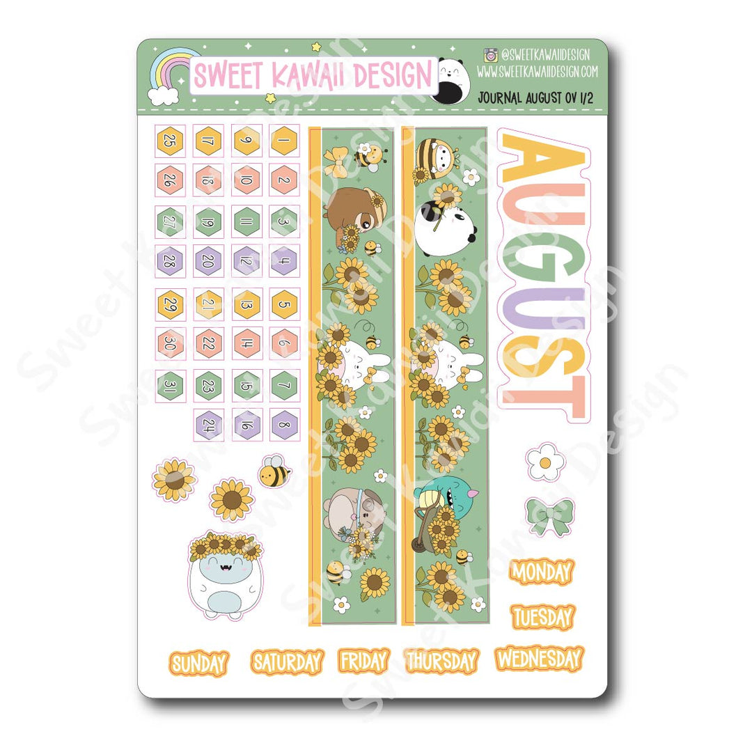 August 2026 Monthly Overview Stickers - Journal