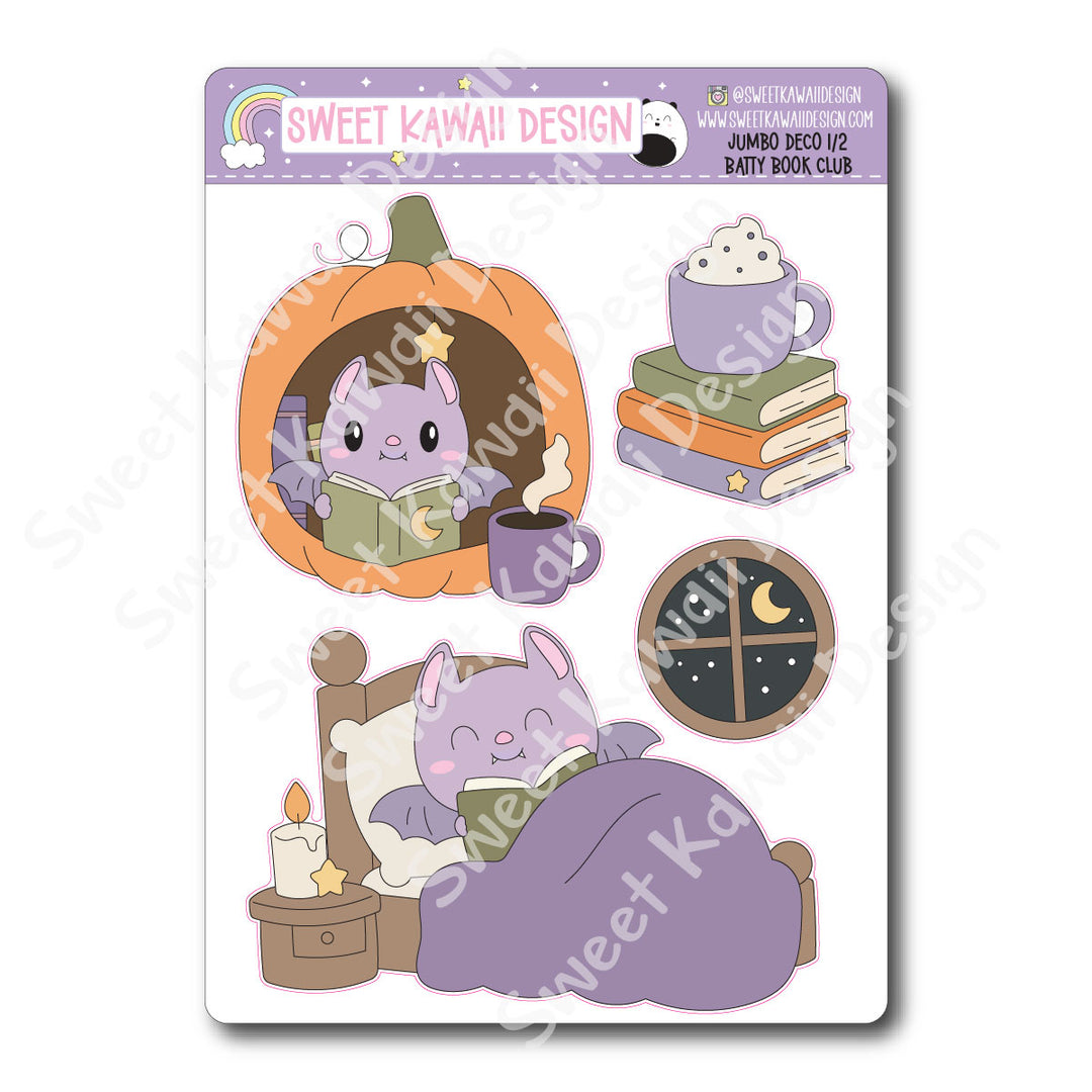 Kawaii Jumbo Deco Stickers - Batty Book Club