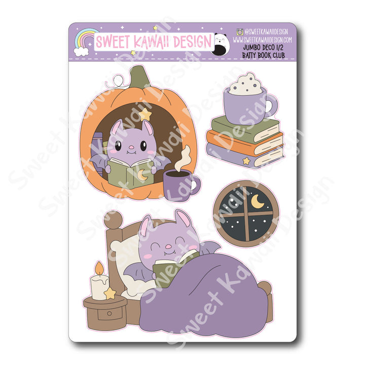Kawaii Jumbo Deco Stickers - Batty Book Club