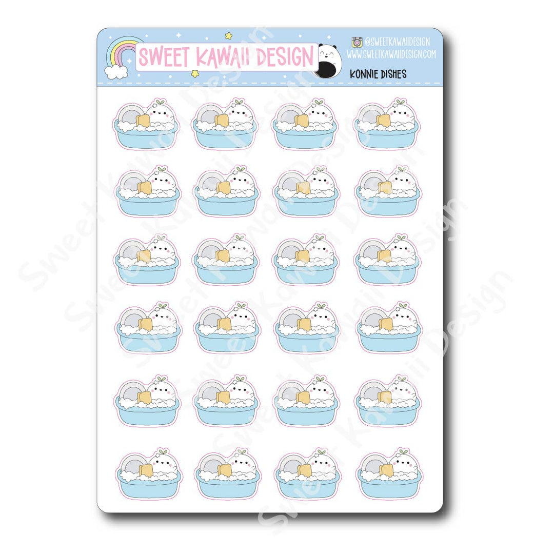 Kawaii Konnie Stickers - Dishes