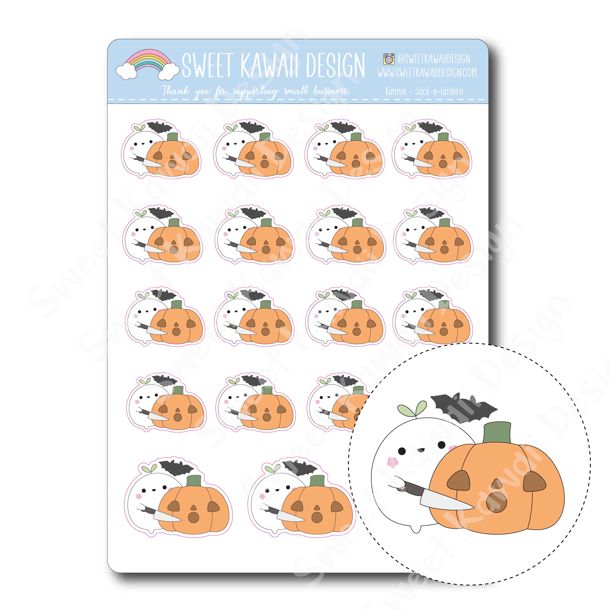 Kawaii Konnie Stickers - Jack-o-lantern