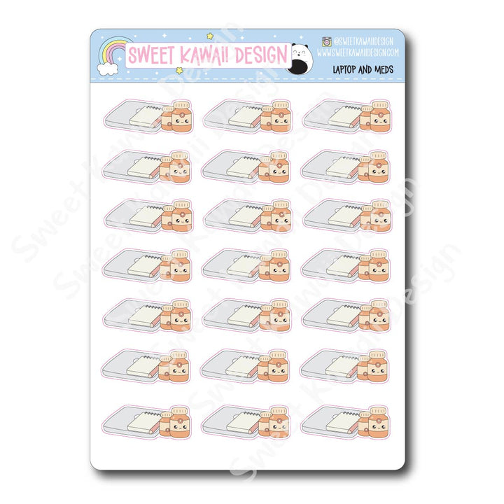 Kawaii Laptop and Meds Stickers