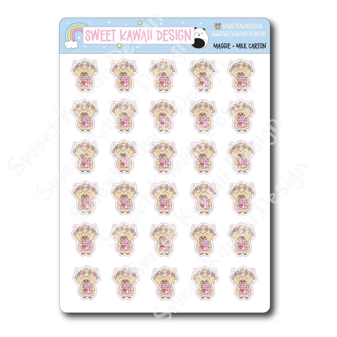 Kawaii Maggie Stickers - Milk Carton