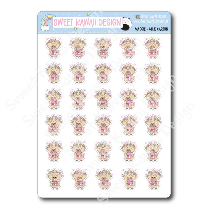 Kawaii Maggie Stickers - Milk Carton