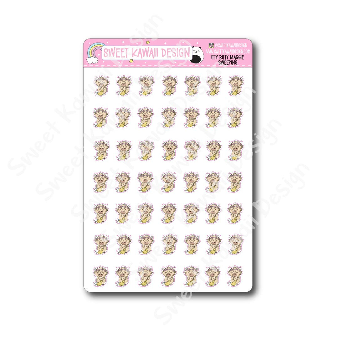 Kawaii Maggie Stickers - Sweeping