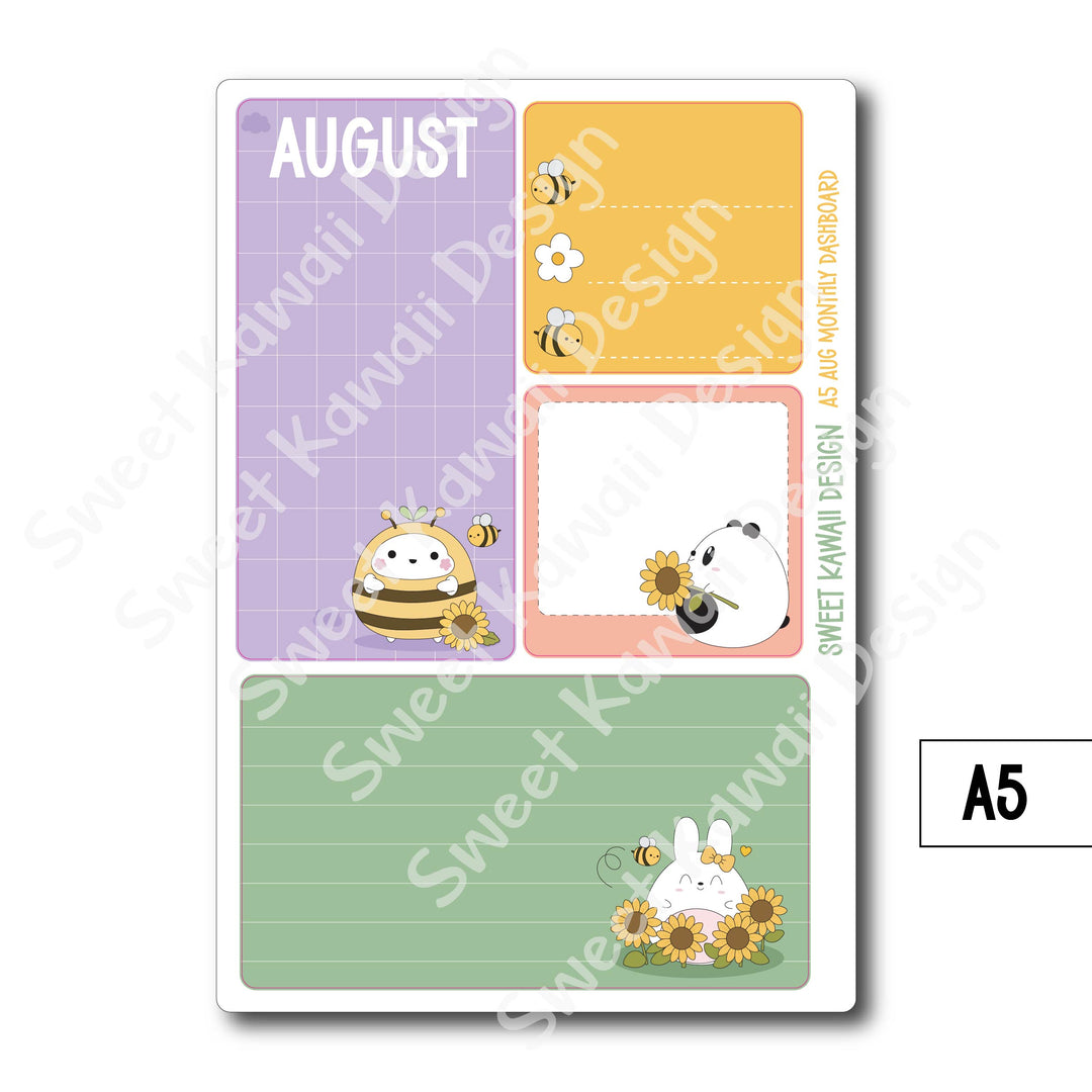 Kawaii Monthly Dashboard - August - Sizes Available