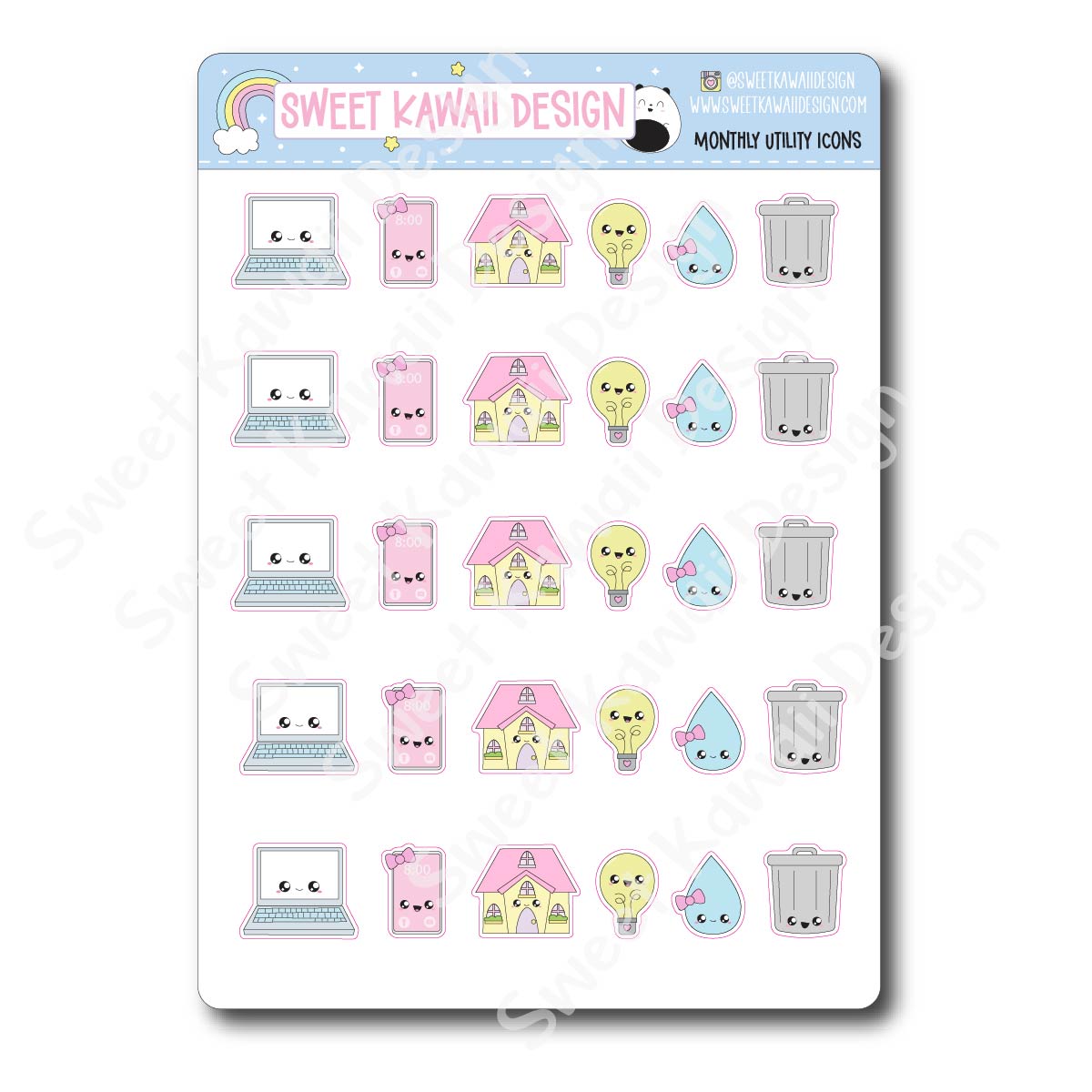 Kawaii Monthly Utility Icon Stickers