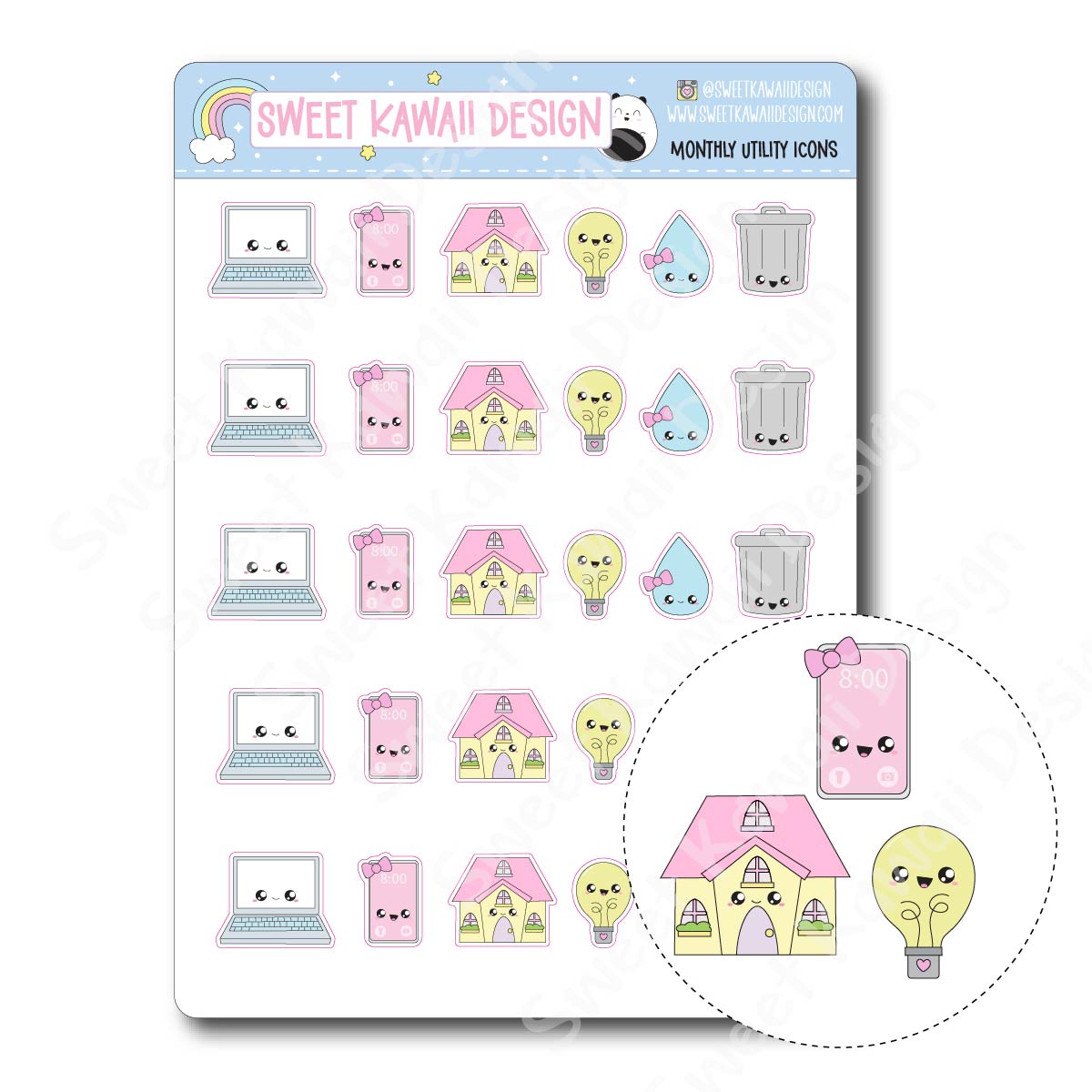 Kawaii Monthly Utility Icon Stickers
