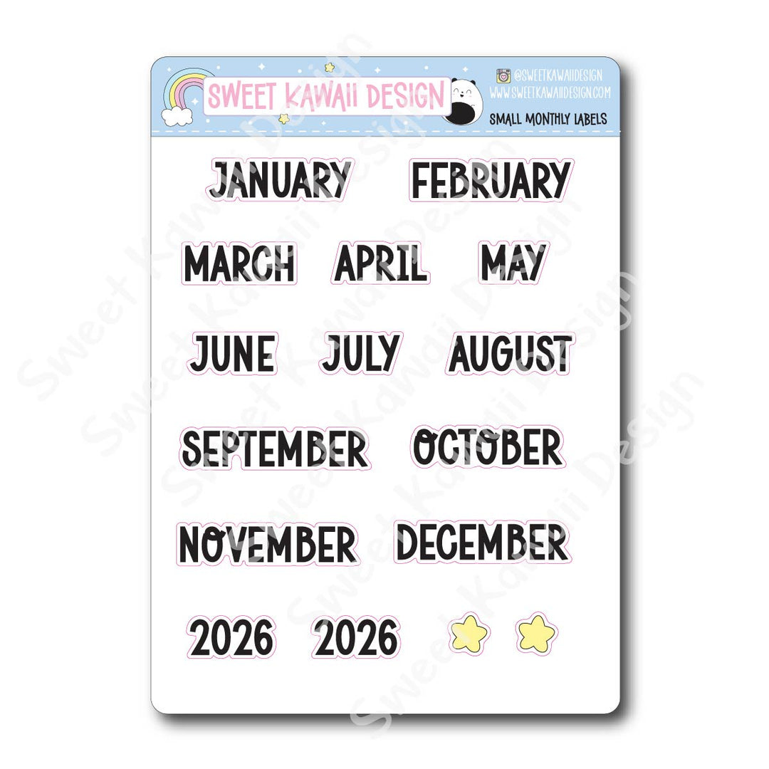 Monthly Label Stickers - Options Available