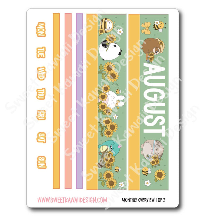 August 2026 Monthly Overview Stickers (Vert/Horiz)