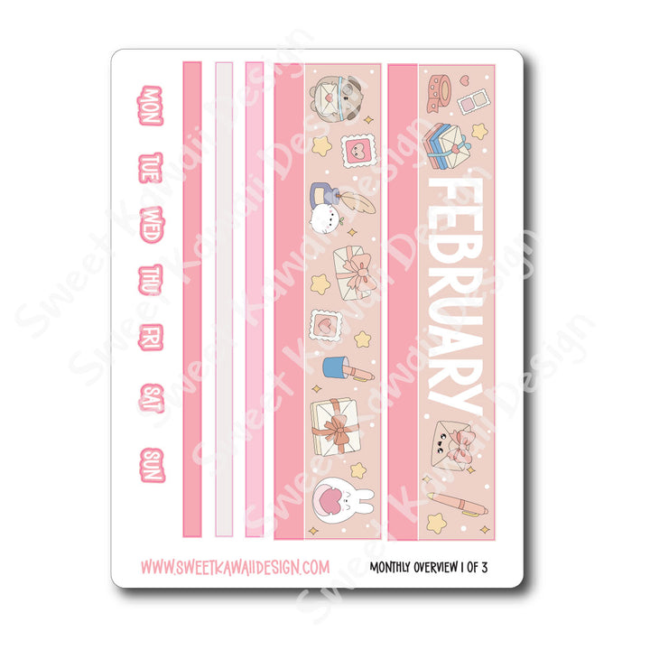February 2026 Monthly Overview Stickers (Vert/Horiz)