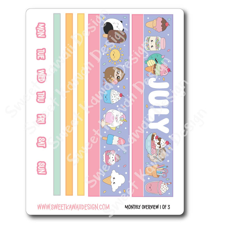 July 2026 Monthly Overview Stickers (Vert/Horiz)