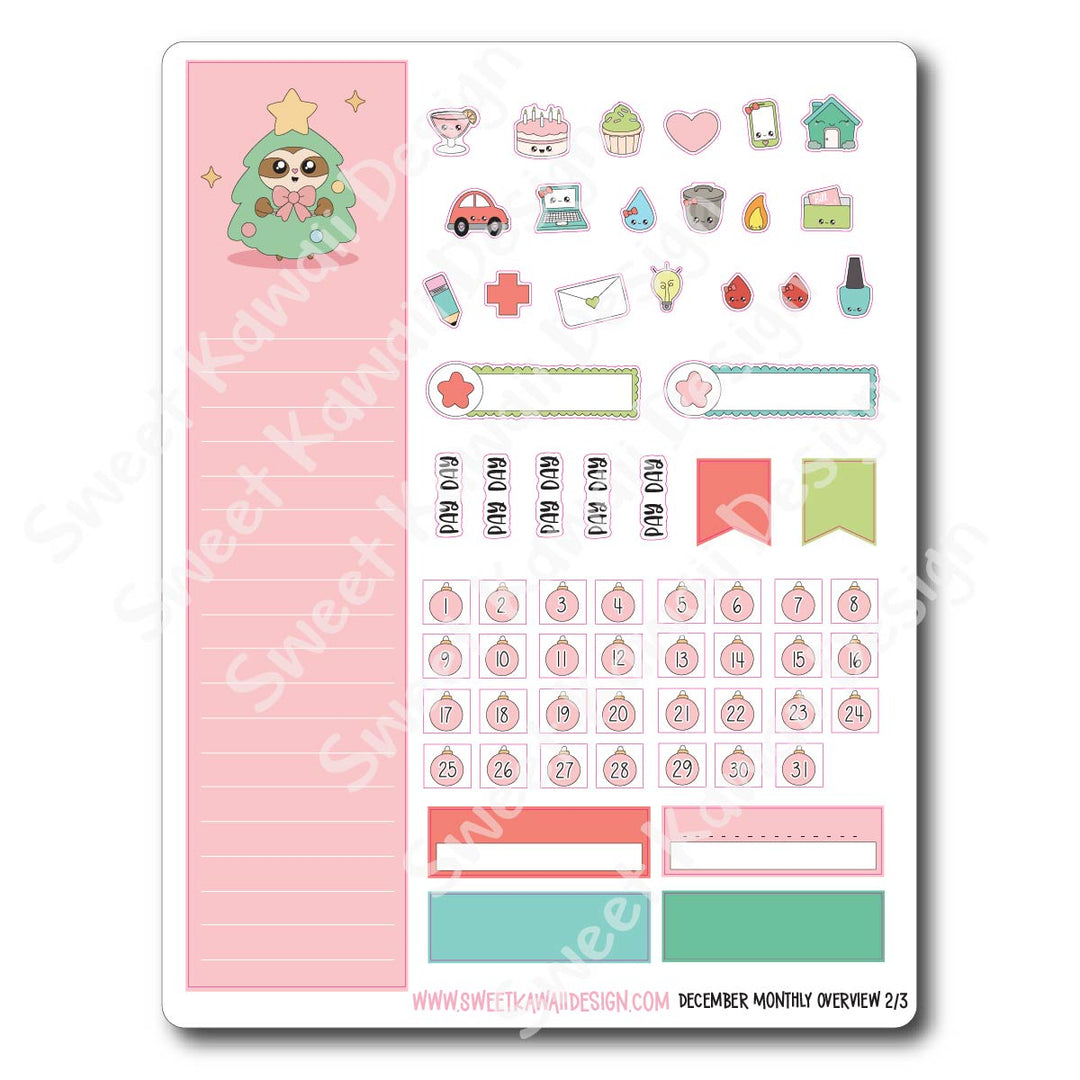 December 2025 Monthly Overview Stickers (Vert/Horiz)