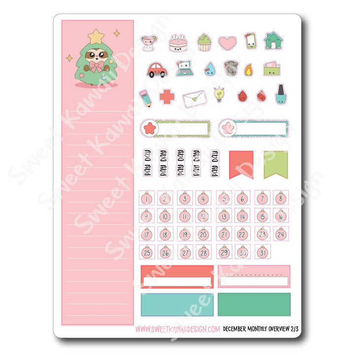 December 2025 Monthly Overview Stickers (Vert/Horiz)