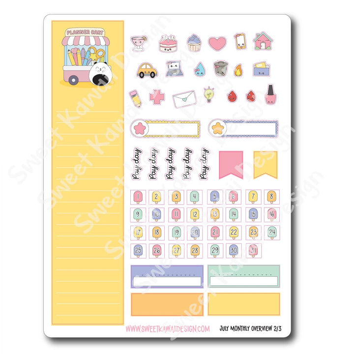 July 2026 Monthly Overview Stickers (Vert/Horiz)
