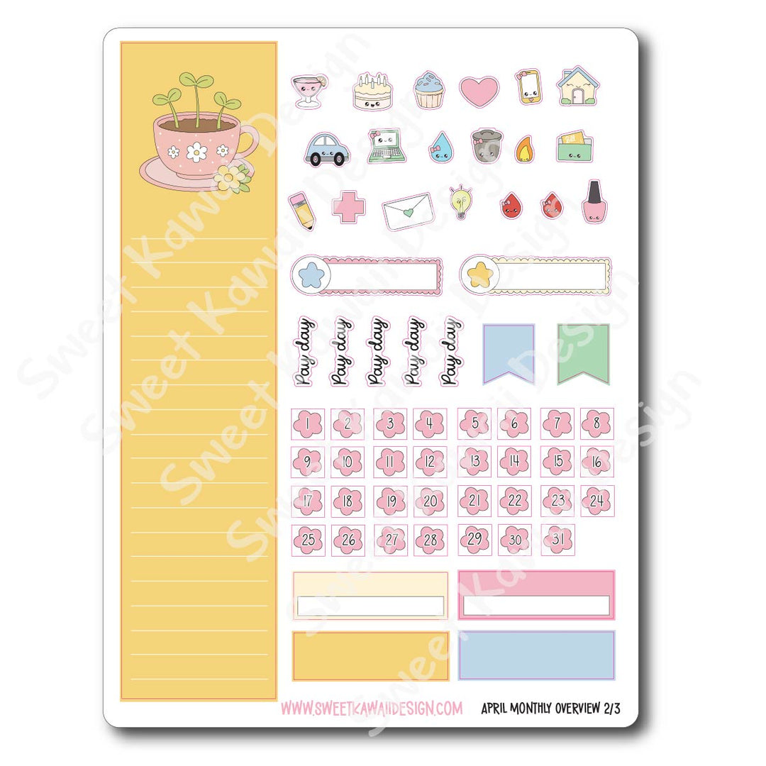 April 2026 Monthly Overview Stickers (Vert/Horiz)