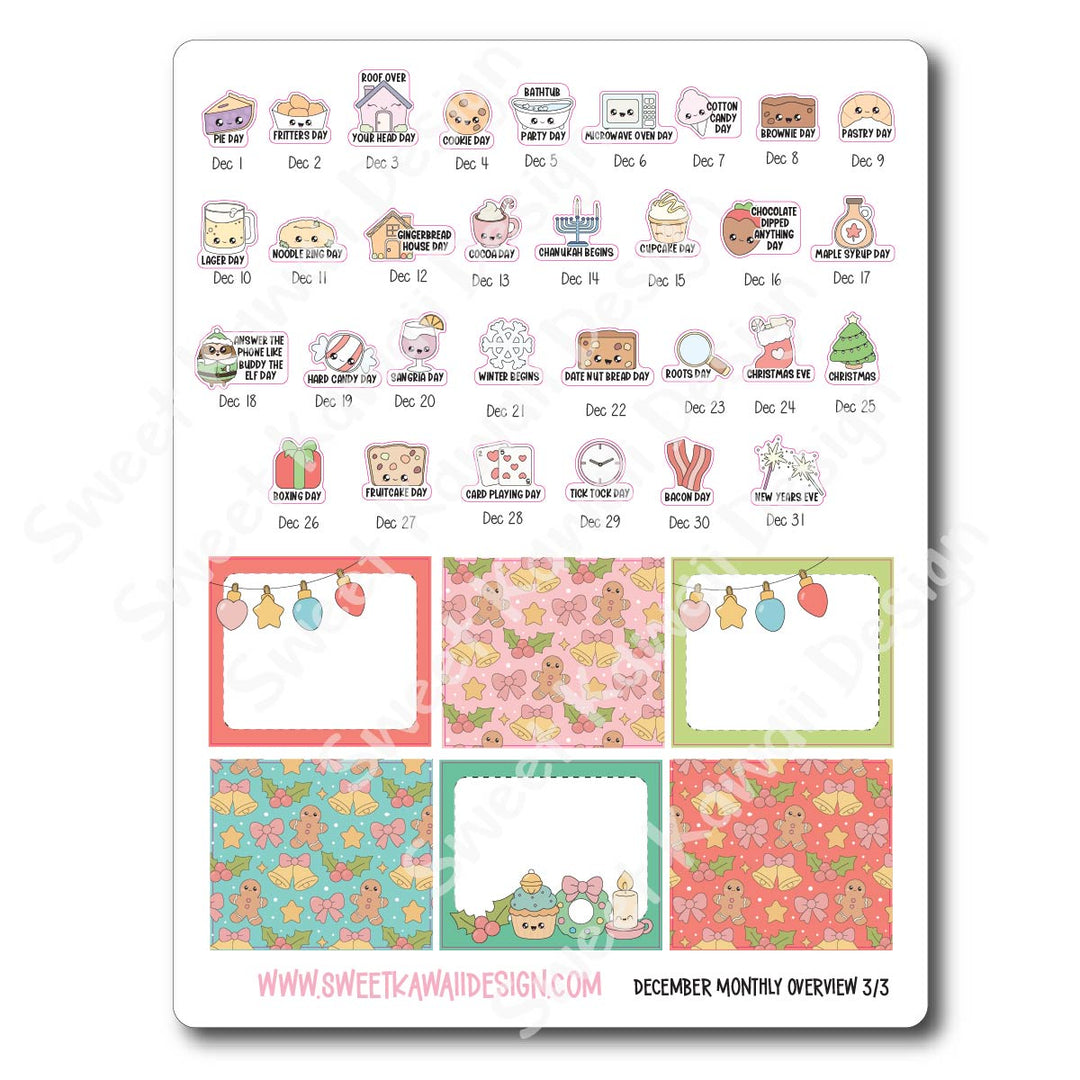 December 2025 Monthly Overview Stickers (Vert/Horiz)