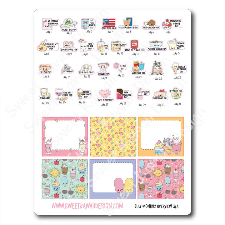 July 2026 Monthly Overview Stickers (Vert/Horiz)