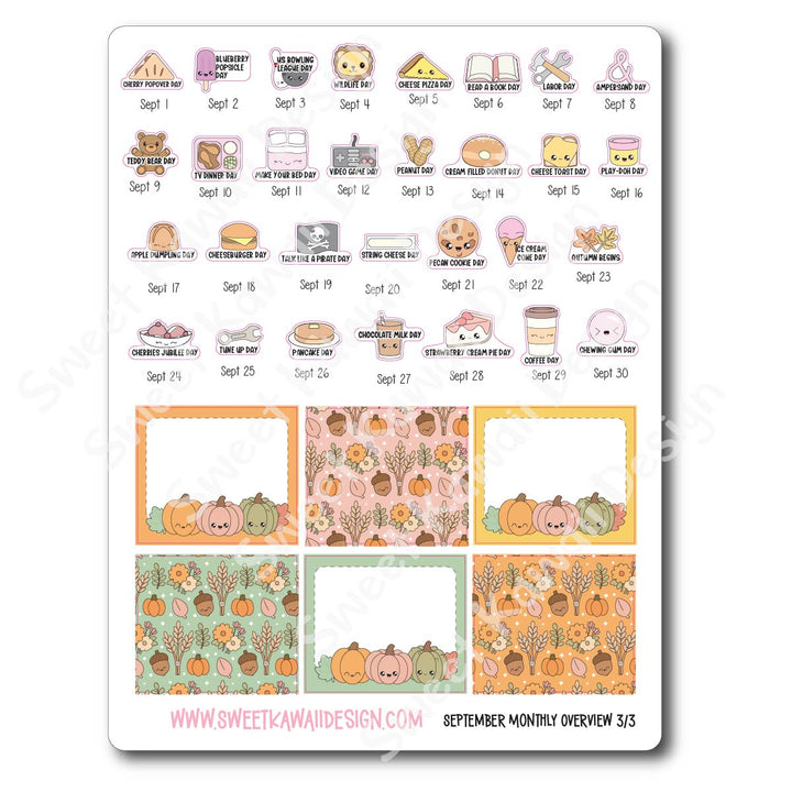 September 2026 Monthly Overview Stickers (Vert/Horiz)