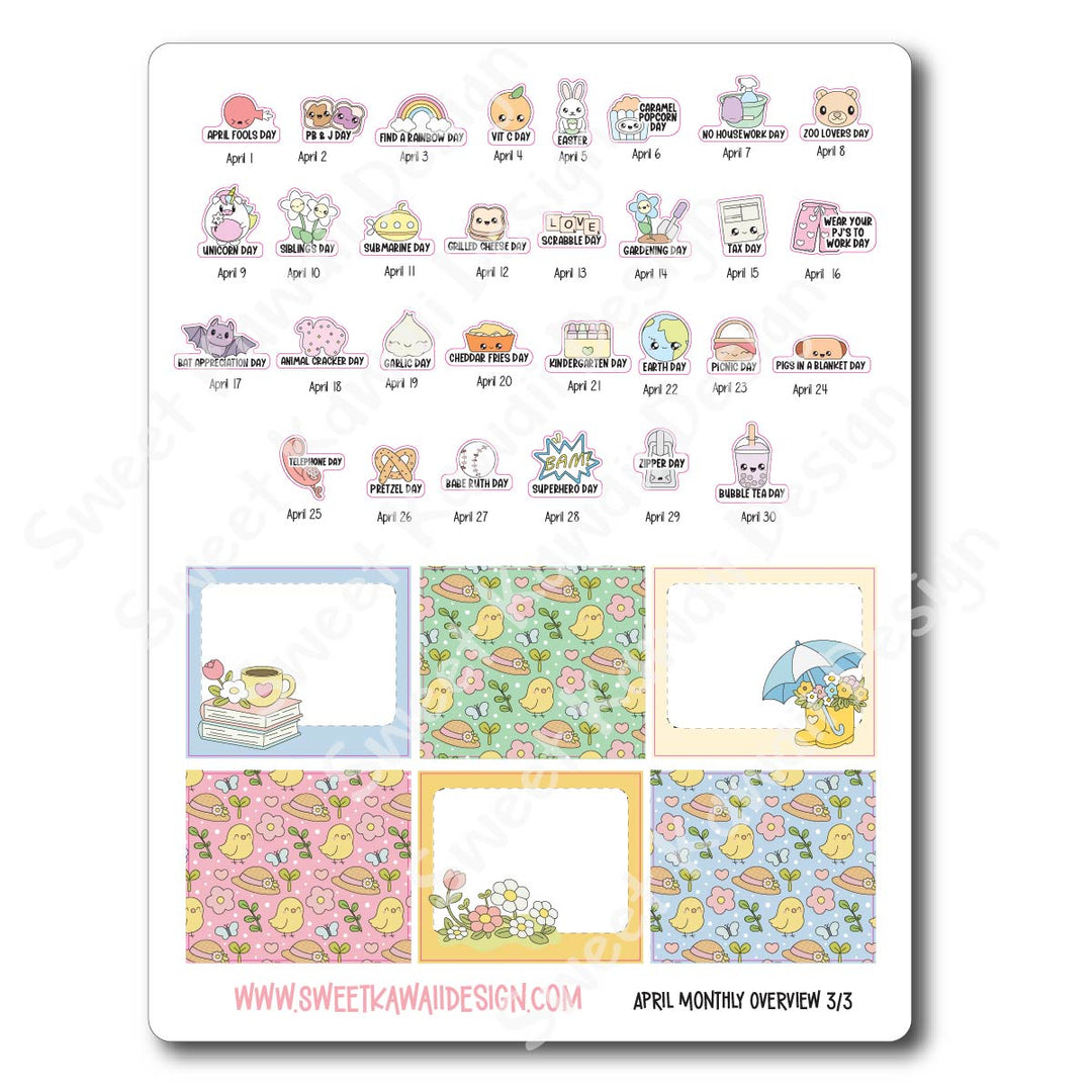 April 2026 Monthly Overview Stickers (Vert/Horiz)