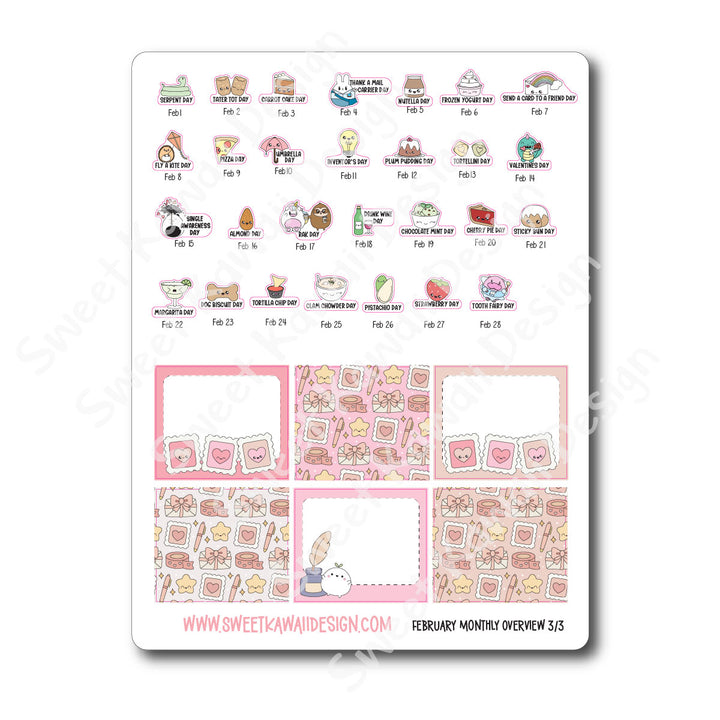 February 2026 Monthly Overview Stickers (Vert/Horiz)