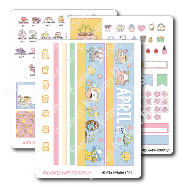 April 2026 Monthly Overview Stickers (Vert/Horiz)