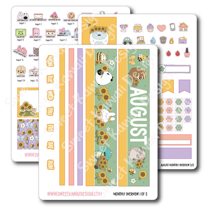 August 2026 Monthly Overview Stickers (Vert/Horiz)