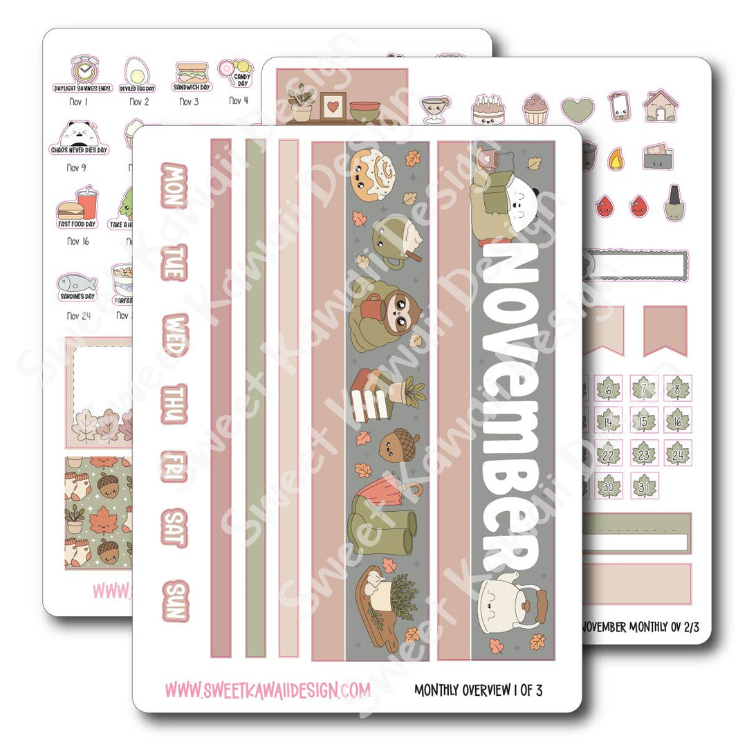 November 2026 Monthly Overview Stickers (Vert/Horiz)
