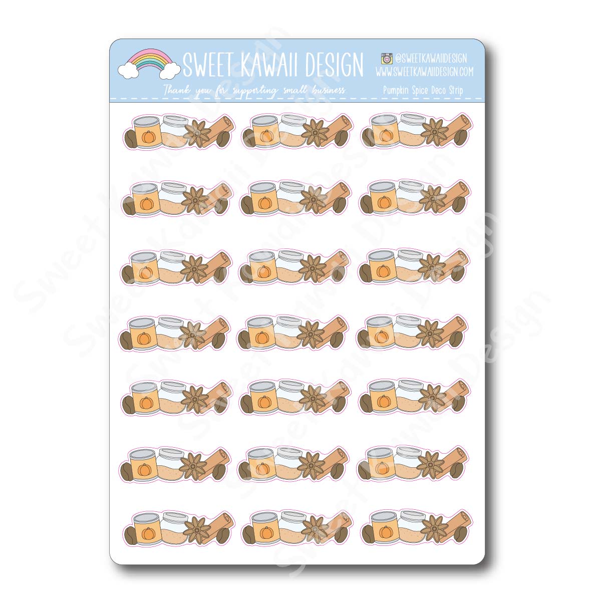 Kawaii Pumpkin Spice Deco Strip Stickers