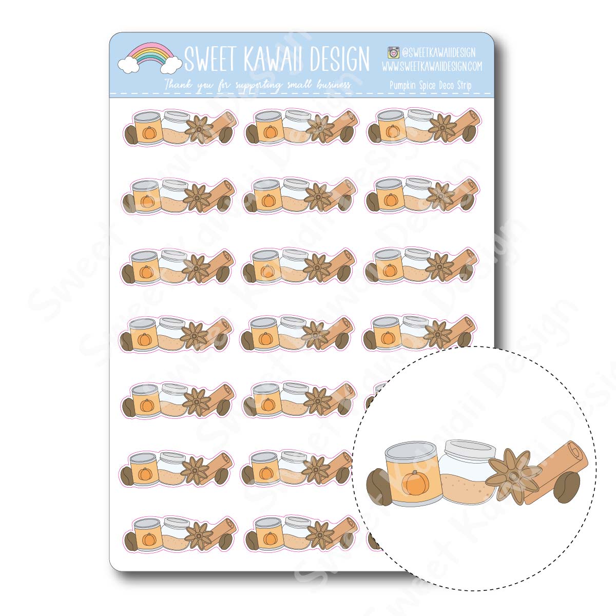 Kawaii Pumpkin Spice Deco Strip Stickers