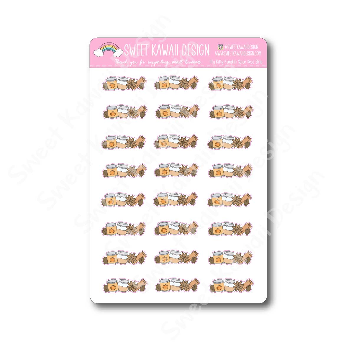 Kawaii Pumpkin Spice Deco Strip Stickers
