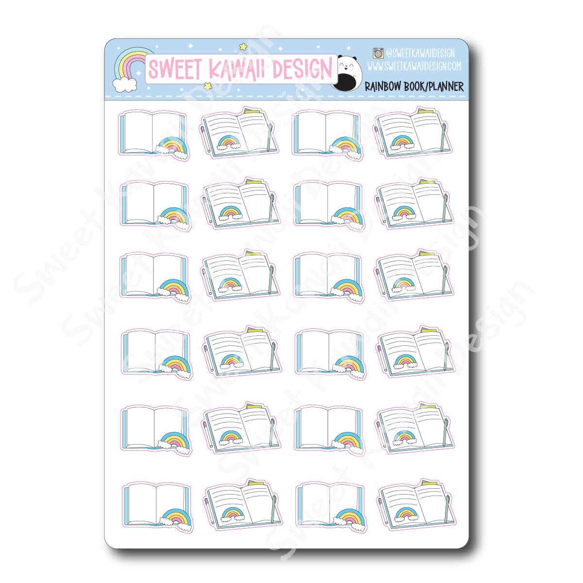 Kawaii Rainbow Book/Planner Stickers