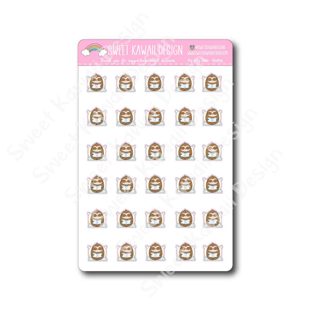 Kawaii Simon  Stickers - Reading