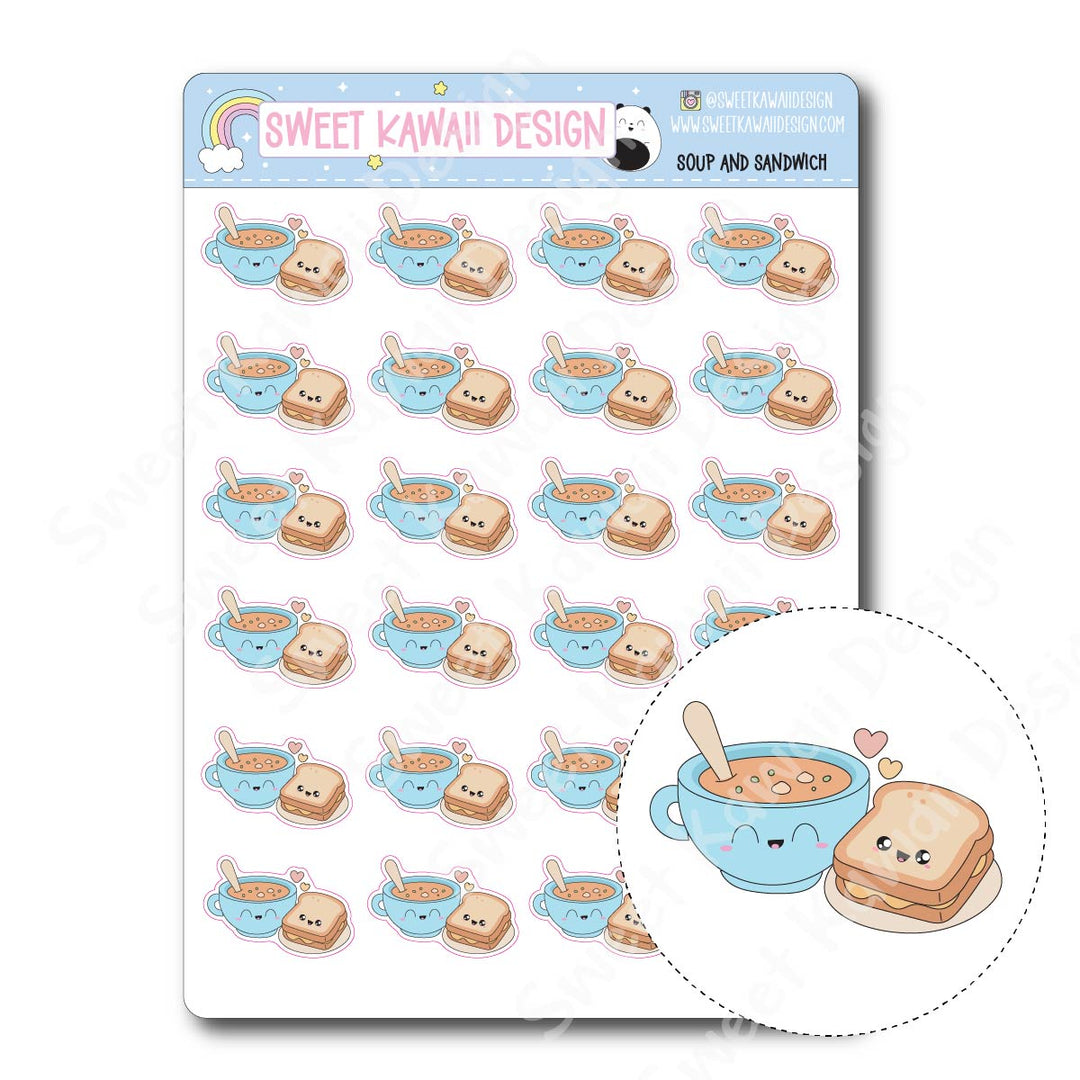 Kawaii Soup and Sandwich Stickers