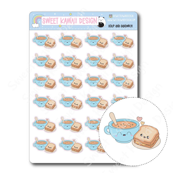 Kawaii Soup and Sandwich Stickers