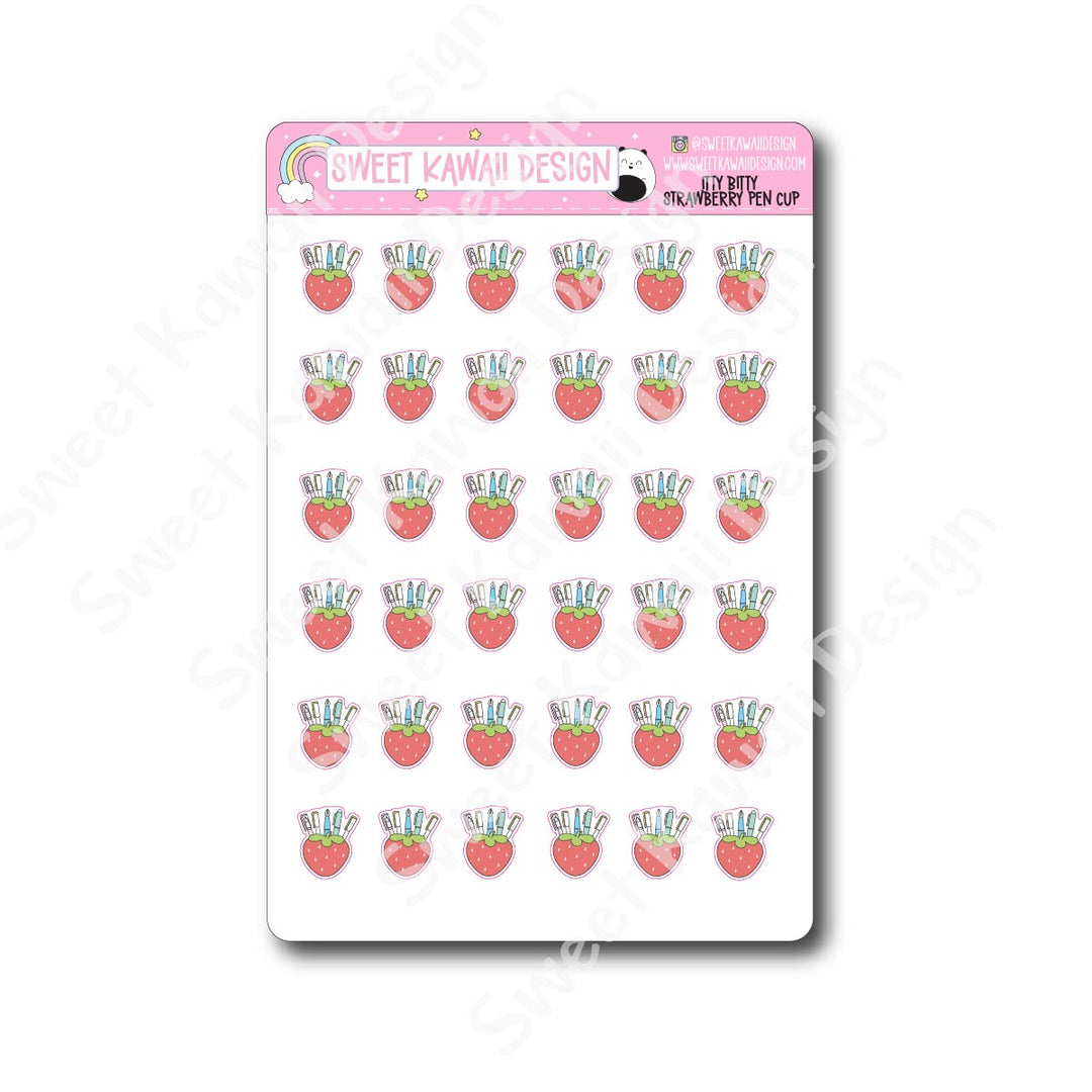 Kawaii Strawberry Pen Cup Stickers