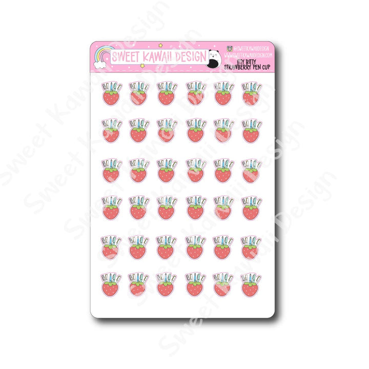 Kawaii Strawberry Pen Cup Stickers