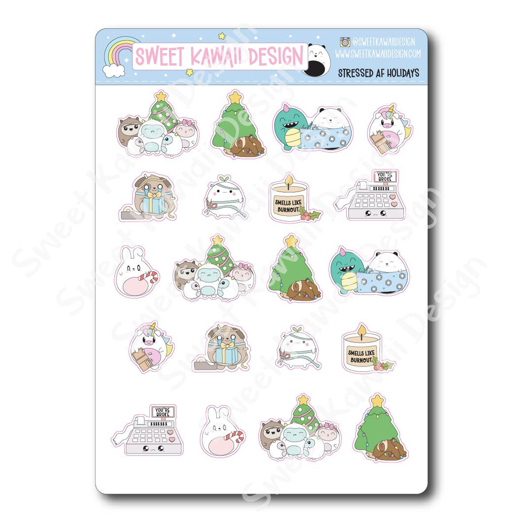 Kawaii Stressed AF holidays Stickers
