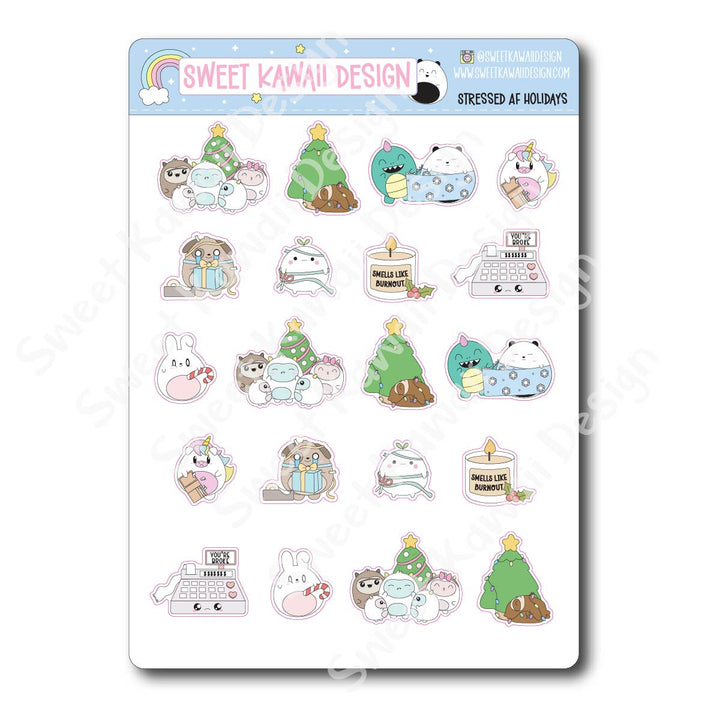 Kawaii Stressed AF holidays Stickers