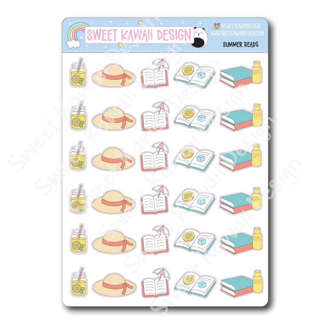 Kawaii Summer Reads Stickers