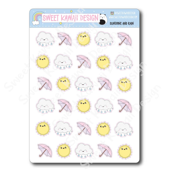 Kawaii Sunshine and Rain Stickers