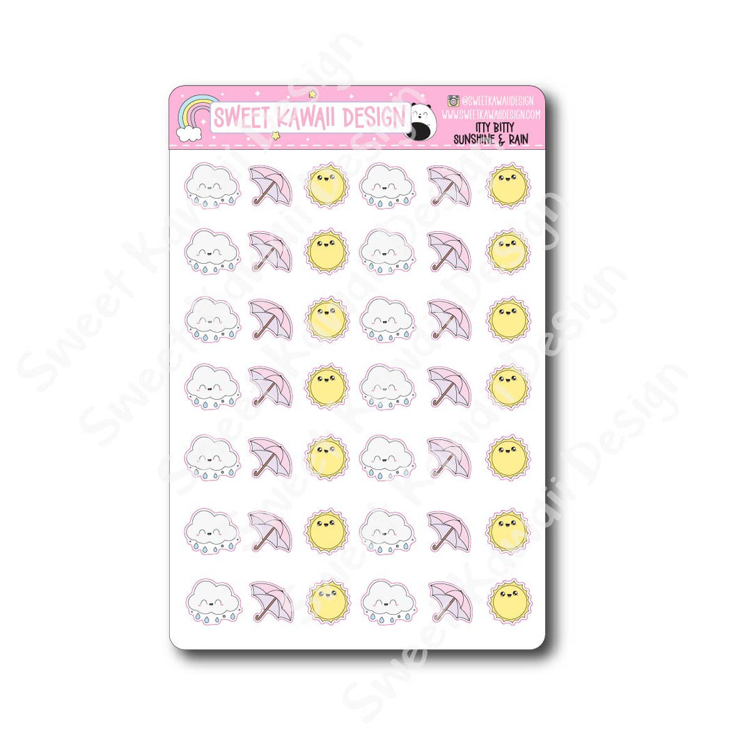 Kawaii Sunshine and Rain Stickers