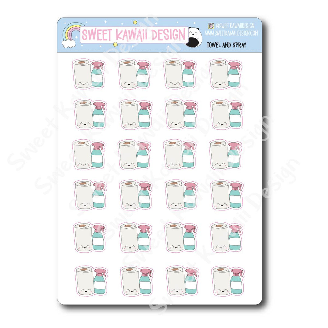Kawaii Towel and Spray Stickers