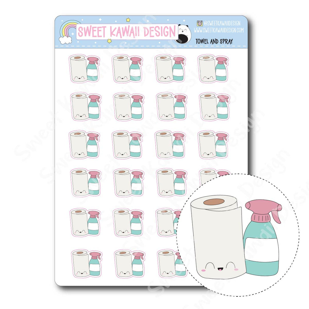 Kawaii Towel and Spray Stickers