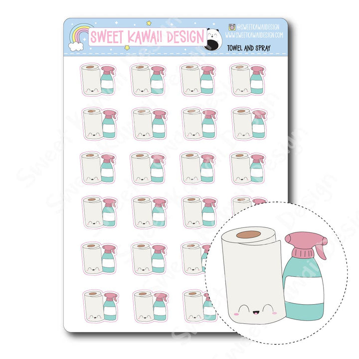 Kawaii Towel and Spray Stickers
