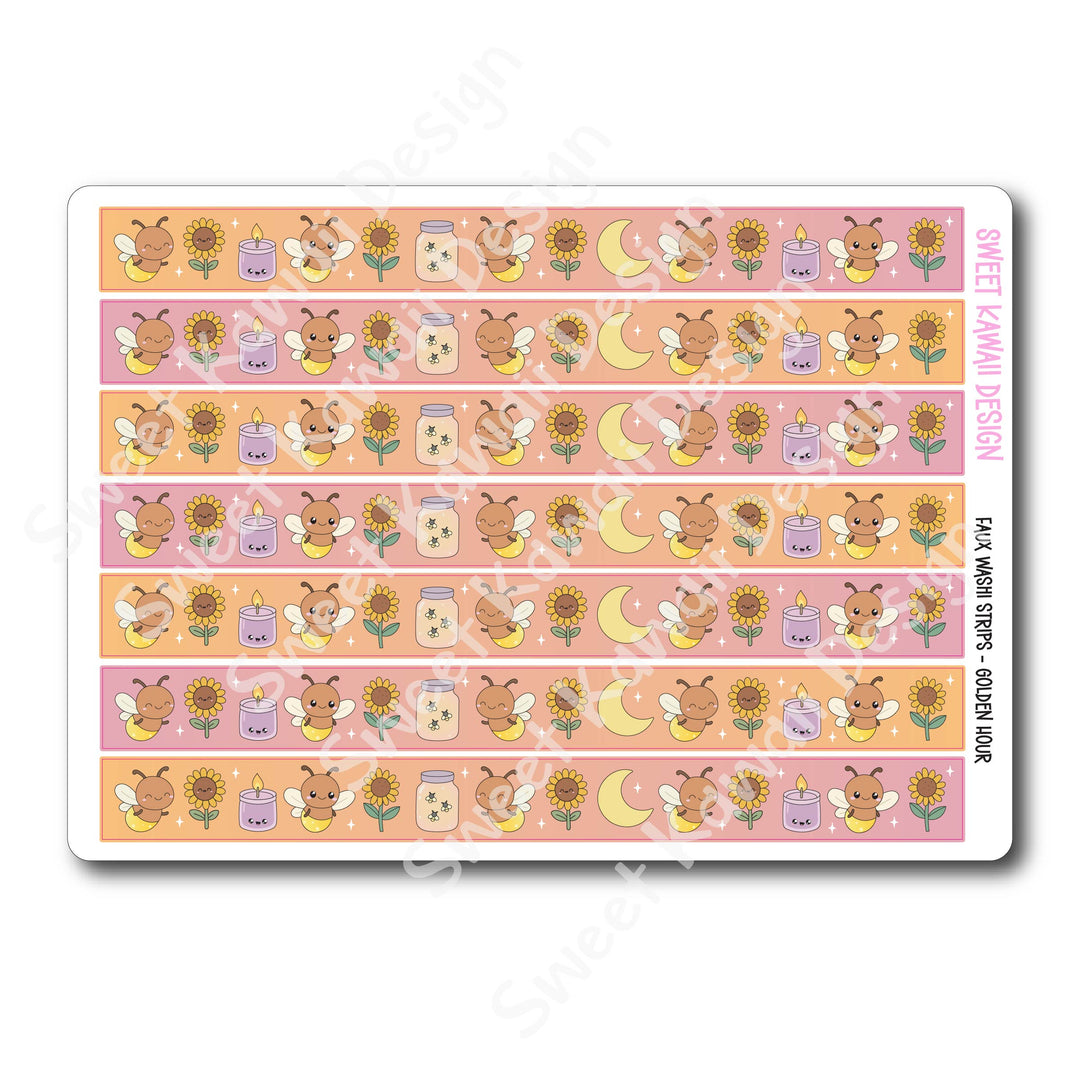 Kawaii Faux Washi Strips - Golden Hour