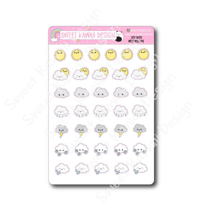 Kawaii Weather Stickers - Choose your sheet!